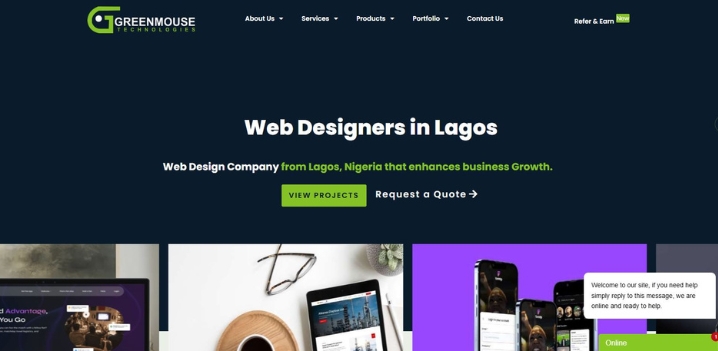 Greenmouse UX UI web design agency Lagos providing ecommerce and responsive website design services