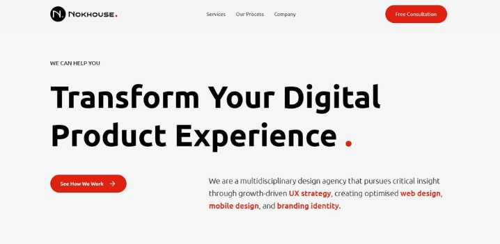 Nokhouse digital product design Lagos agency specializing in UX research and mobile app UI UX design