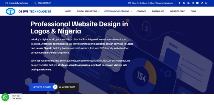 Obewe Technologies website design company Lagos delivering professional UI UX and business website solutions
